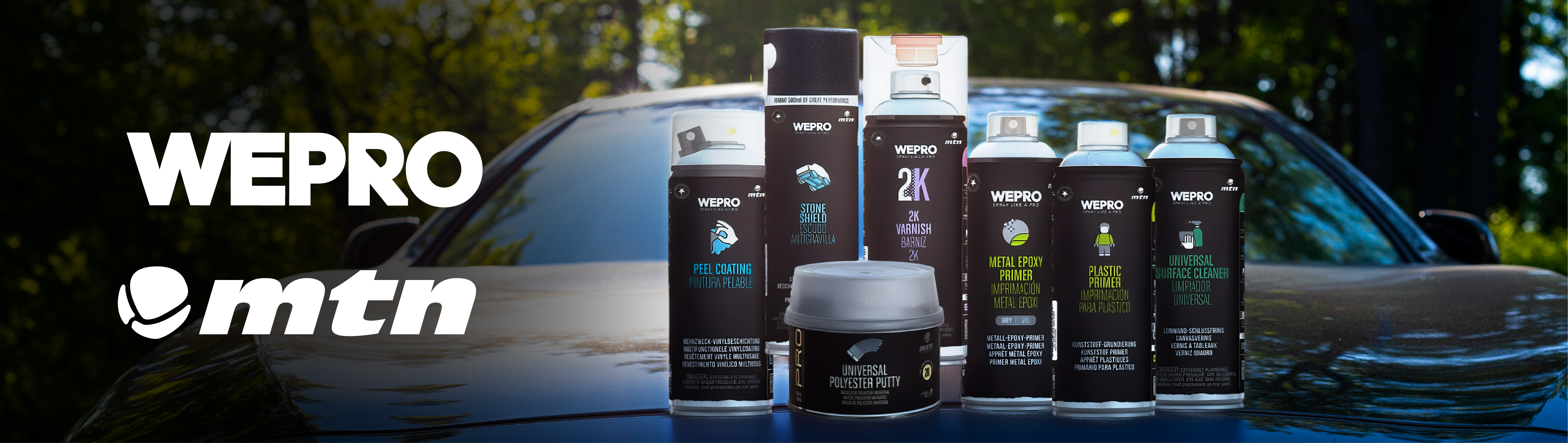 Pintura en aerosol Montana Colors WEPRO para automóviles, retoques y acabados automotrices